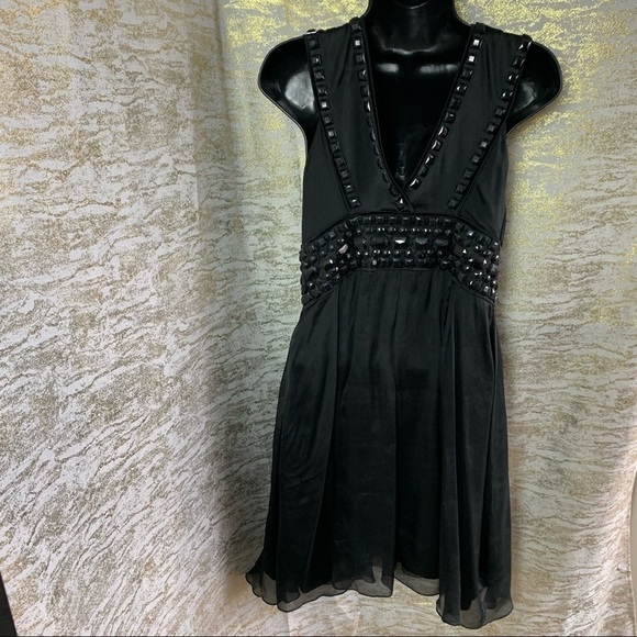 Bebe Black 100% Silk Beaded Cocktail/Party Dress - Picture 8 of 14